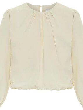 Pleat Collection Wren Blouse Cream Ivory Puff Sleeve Top Size 8
